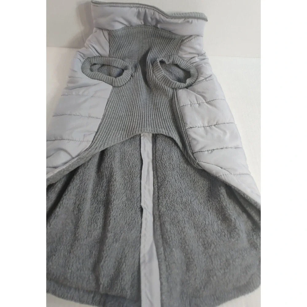 Winter Dog Down Jacket Size L Pet Warm Coat Clothes Zipper Grey Pink Set